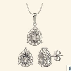 1 CT. T.W. Genuine White Diamond Sterling
Silver Pear 2-pc. Jewelry Set